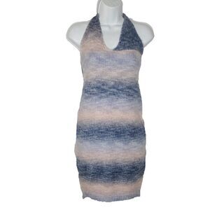 NEW Shareen Collections Halter Sweater Dress 6 Bodycon Blue Pink Ombre Soft Girl
